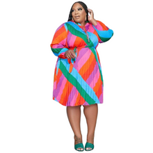 Load image into Gallery viewer, Cap Point Pink / XL Martina Plus Size Long Sleeve Printed Loose Bandage Maxi Dress
