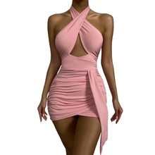 Load image into Gallery viewer, Cap Point Pink / XS Malia Sexy Bandage Ruched Halter Sleeveless Backless Mini Dress
