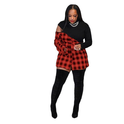 Cap Point Plaid Patchwork Club Wear Birthday Mini Dress
