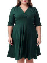 Load image into Gallery viewer, Cap Point Plus size V-neck Half Sleeve A-line Midi Dress
