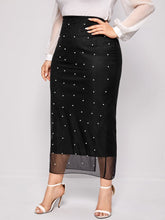 Load image into Gallery viewer, Cap Point Prisca Beads High Waist Slim Mesh Modest Classy Pencil Skirt
