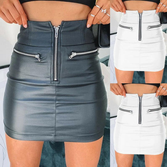 Cap Point PU Leather High Waist Pencil Mini Skirt