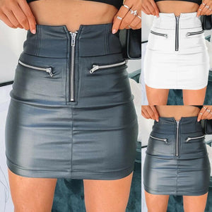 Cap Point PU Leather High Waist Pencil Mini Skirt