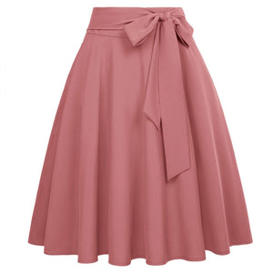 Cap Point Puce / S Perline Belle Poque High Waist Self-Tie Bow-Knot Embellished  A-Line Skirt
