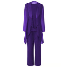 Load image into Gallery viewer, Cap Point purple 1 / 4 Ginette Elegant Chiffon Long Sleeves Mother of the Bride Pantsuit
