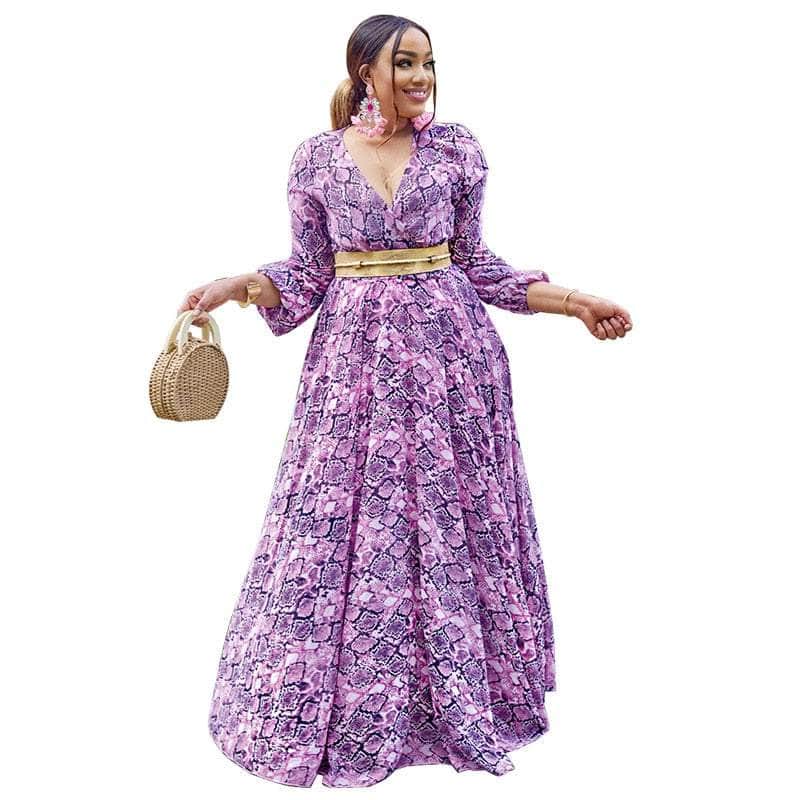 Cap Point Purple / 10 Marlene Dashiki Elegant Maxi Dress