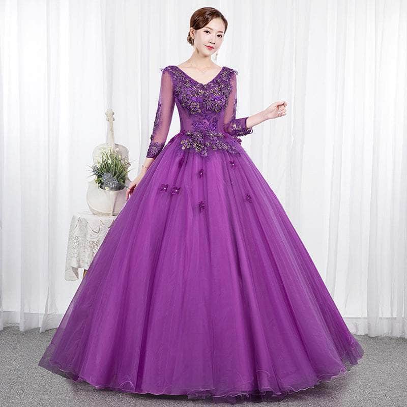 Cap Point Purple / 2XL Salome Fantasy Forest Pettiskirt Long Evening Dress