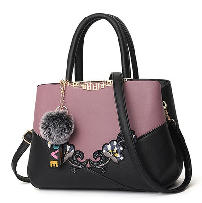Cap Point purple 3 / One size Denise Leather Embroidered Messenger Tote Bag