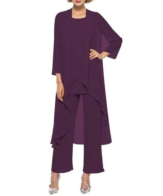Cap Point Purple / 8 3 Pieces Mother of the Bride Champagne Wedding Party Dress