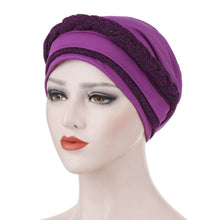 Load image into Gallery viewer, Cap Point Purple Barbara Silky Bright Wire Braided Turban
