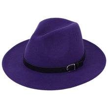 Load image into Gallery viewer, Cap Point Purple Classic British Fedora Men Women Woolen Winter Felt Jazz Hat
