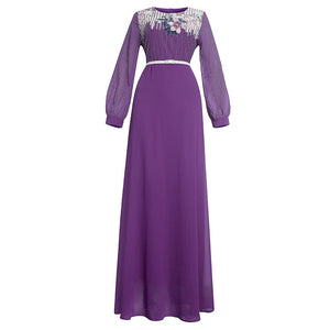 Cap Point Purple / L Mileine Long Sleeve O-neck Maxi Dress