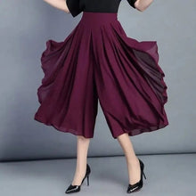 Load image into Gallery viewer, Cap Point purple / M Elegant Summer Chiffon High Waist Wide Leg Skirt Pants
