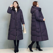Load image into Gallery viewer, Cap Point Purple / M Fashionable thick cotton padded winter long coat
