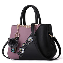 Load image into Gallery viewer, Cap Point Purple / One size Denise Leather Embroidered Messenger Tote Bag
