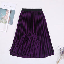Load image into Gallery viewer, Cap Point Purple / One Size Vintage Velvet High Waisted Elegant Pleated Skirt
