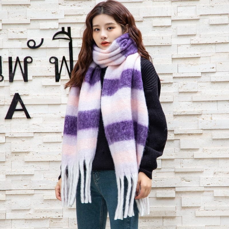 Cap Point Purple / One size Winnie Cashmere Plaid Thick Wrap Winter Scarf
