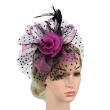 Load image into Gallery viewer, Cap Point purple Pamela Bridal Wedding Party Fascinator Veil Hat
