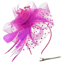 Load image into Gallery viewer, Cap Point Purple Pamela Bridal Wedding Party Fascinator Veil Hat
