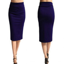 Load image into Gallery viewer, Cap Point purple / S Brigitte Stretch High Waist Mid-Calf Pencil Bodycon Midi Skirt

