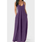 Cap Point Purple / S Melania Sexy Bohemian Loose Sleeveless V-Neck Strappy Maxi Dress