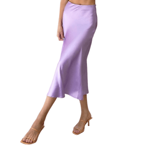 Cap Point Purple / S Perline High Waisted Satin Office Ladies Maxi Skirt
