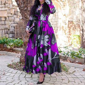Cap Point Purple / S Thembekile Elegant African Print Maxi Dress