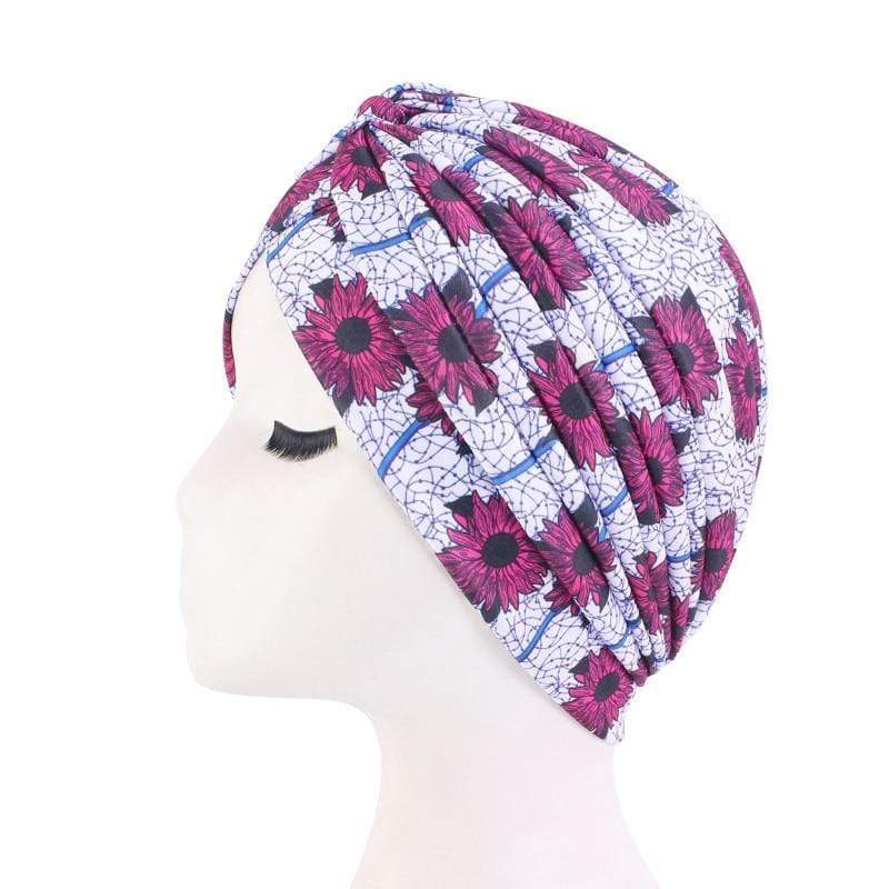 Cap Point Purple White Trendy printed hijab bonnet