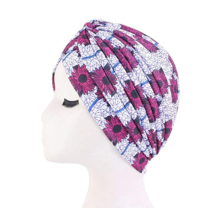 Cap Point Purple White Trendy printed hijab bonnet