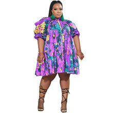 Load image into Gallery viewer, Cap Point purple / XL Carline Plus Size Tie Dye Loose Casual Cute Ball Gown Mini Dress
