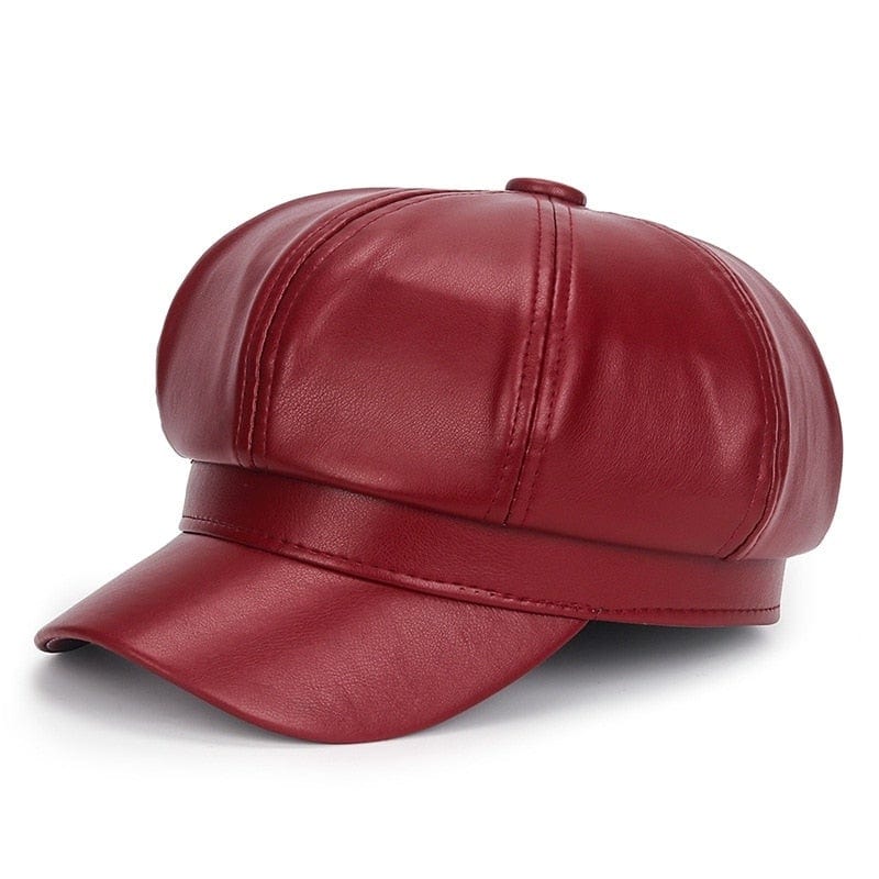 Cap Point Quality Fashion Leather Newsboy Octagonal Cap