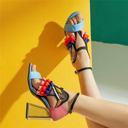 Cap Point Raissa Designer Ruffles Bird Decor Party High Heels