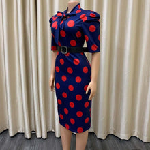 Load image into Gallery viewer, Cap Point Raissa Elegant Dot Printed High Waisted Short Sleeve Midi Dress

