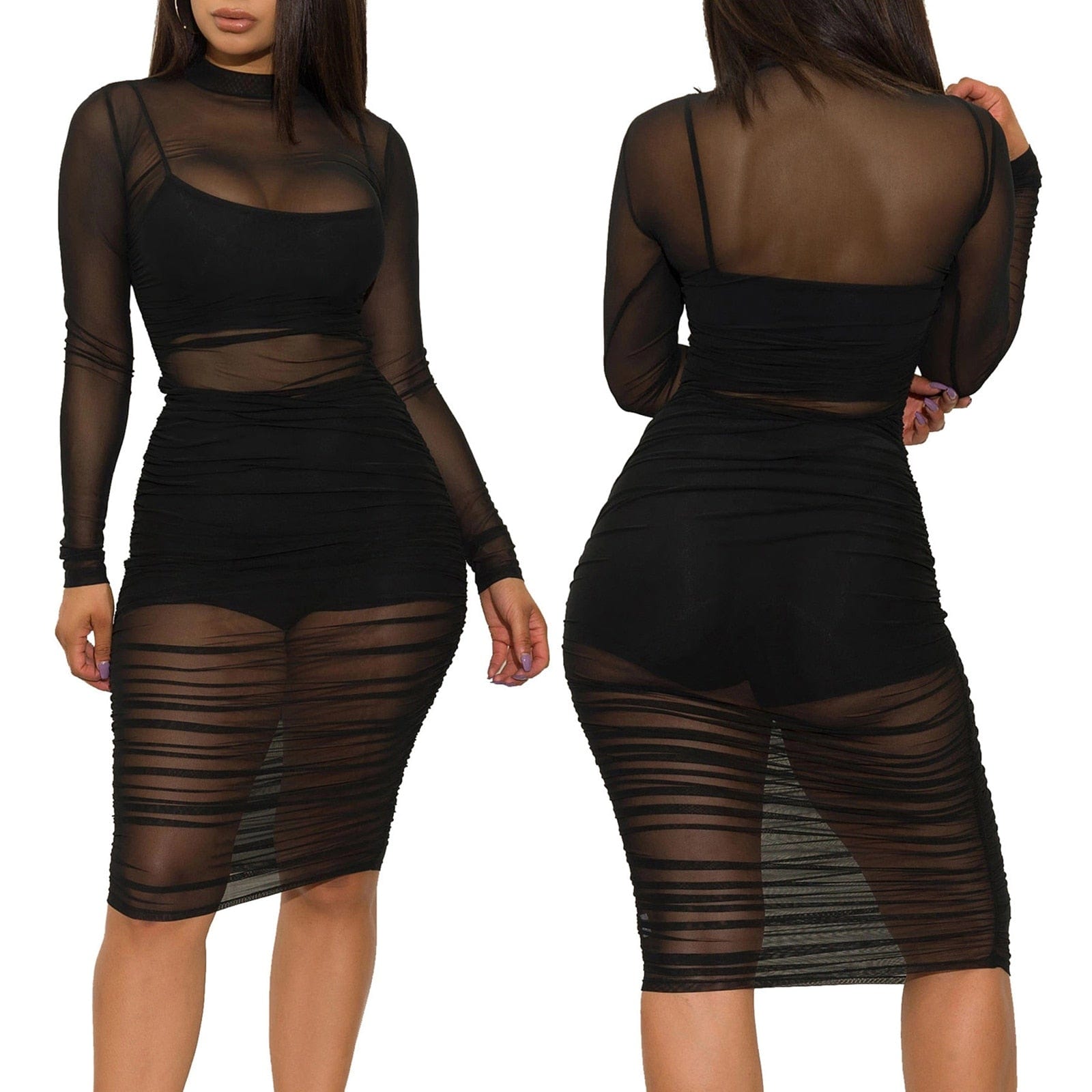 Cap Point Raissa See Through Mesh Short Mini Dress