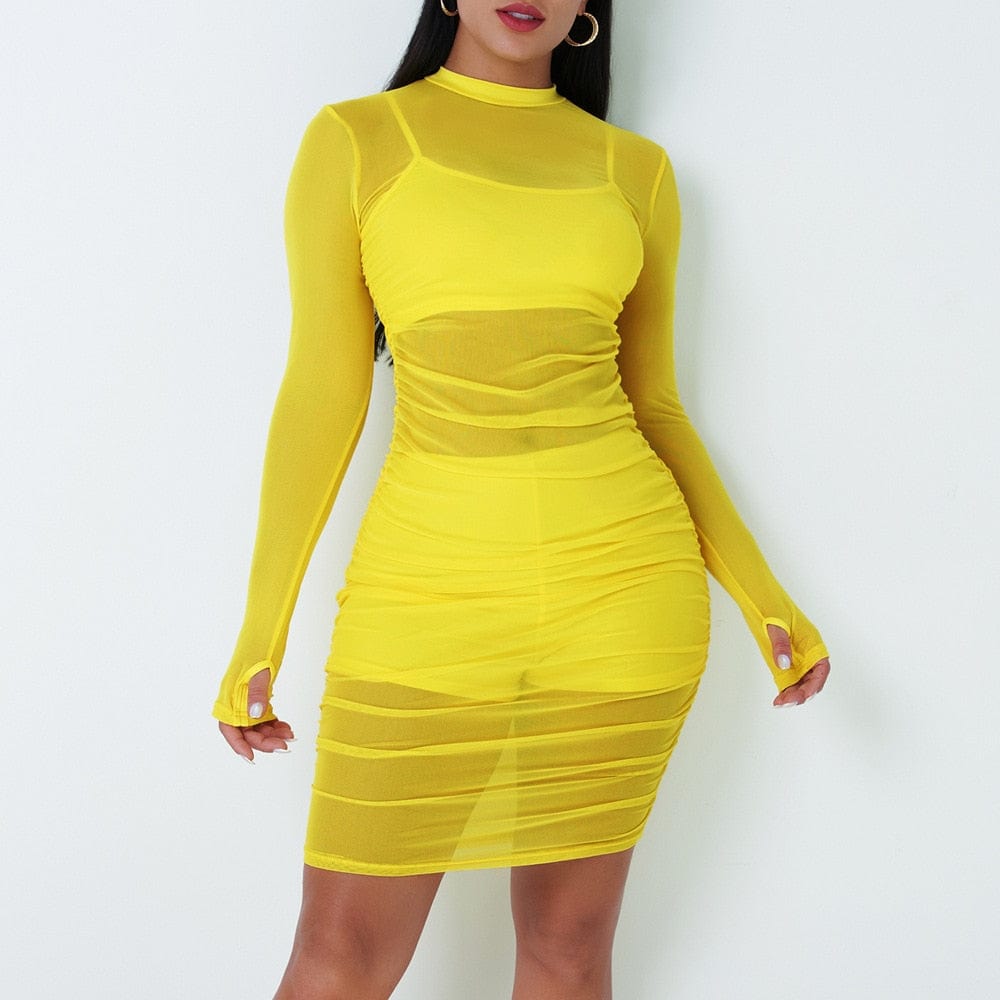 Cap Point Raissa See Through Mesh Short Mini Dress