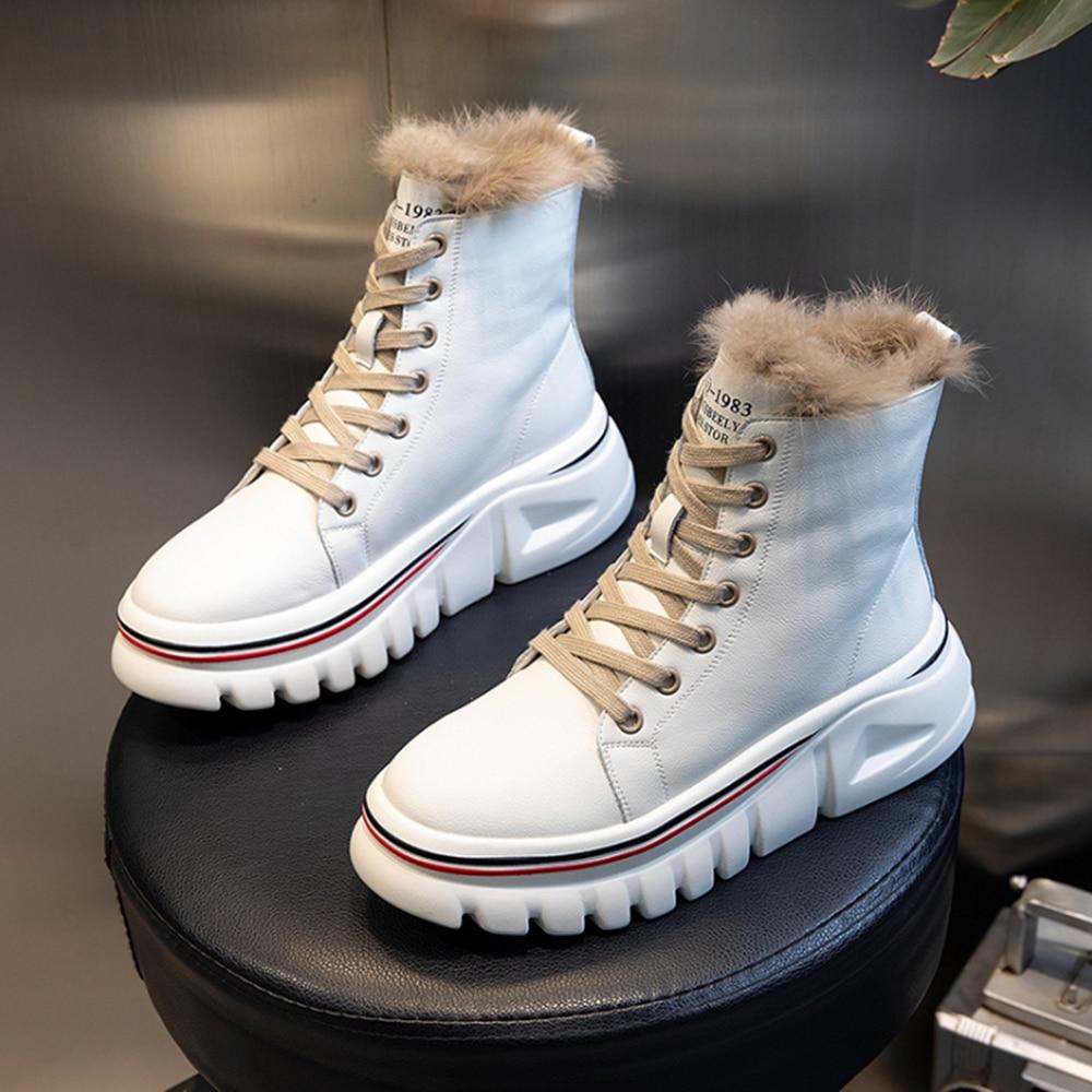 Cap Point Real Fur Leather Martin Winter Boots