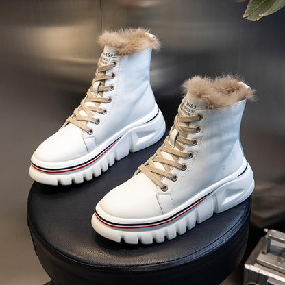 Cap Point Real Fur Leather Martin Winter Boots