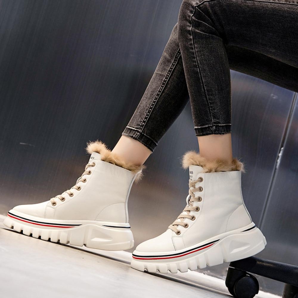 Cap Point Real Fur Leather Martin Winter Boots