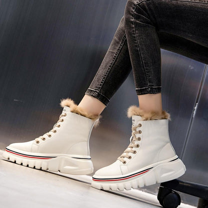 Cap Point Real Fur Leather Martin Winter Boots