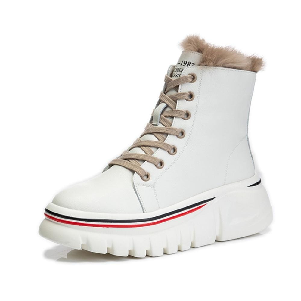 Cap Point Real Fur Leather Martin Winter Boots
