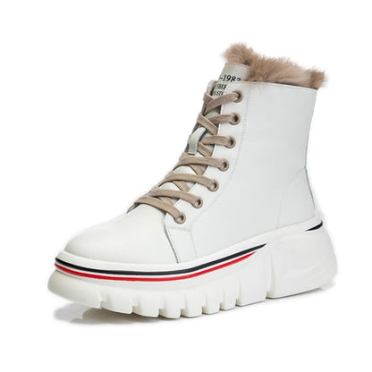 Cap Point Real Fur Leather Martin Winter Boots
