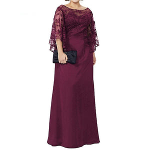 Cap Point Rebecca New Lace Chiffon Half Sleeves Floor Length Mother Of The Bride Dress