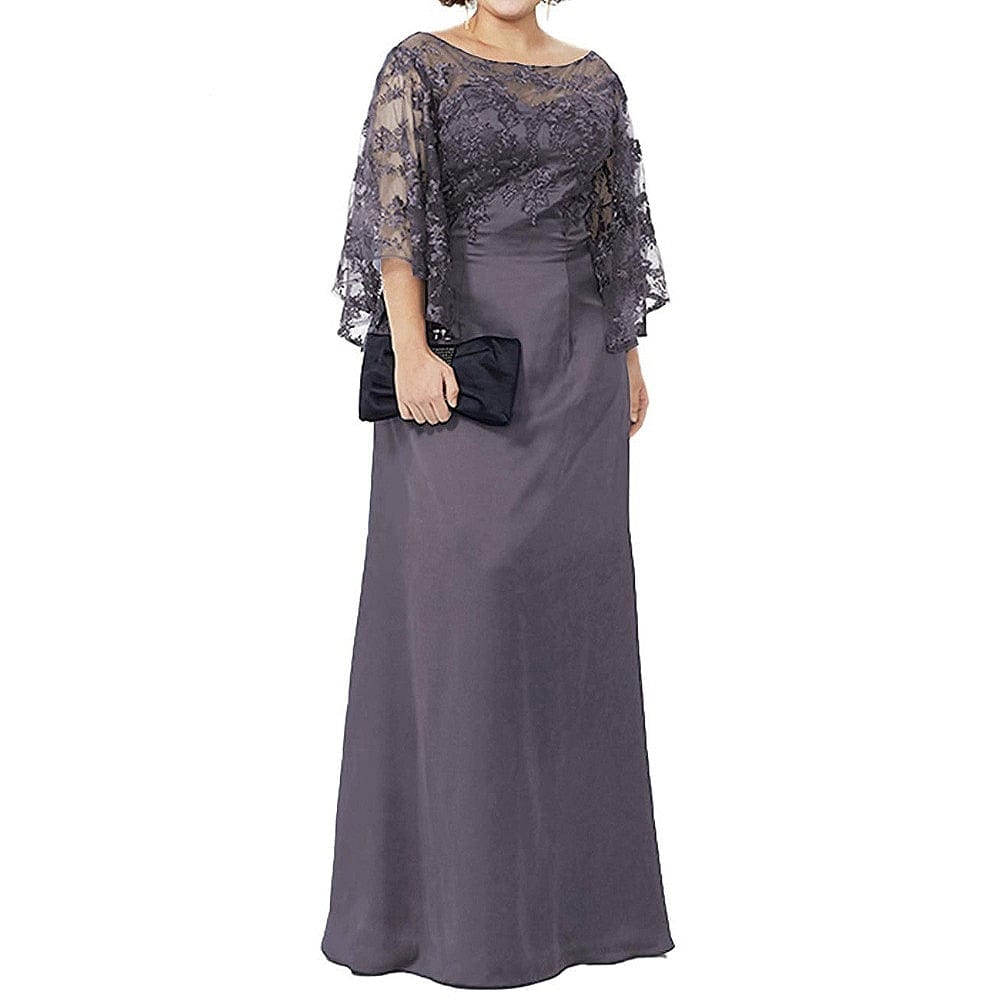 Cap Point Rebecca New Lace Chiffon Half Sleeves Floor Length Mother Of The Bride Dress