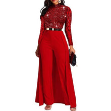 Load image into Gallery viewer, Cap Point Red 1 / M Raissa Sequined Fashion Full Sleeve High Waist Jumpsuit
