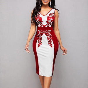 Cap Point Red 1 / S Belinda High Waist Slit Sleeveless Bodycon Midi Dress