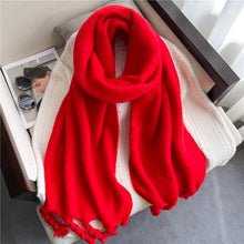 Load image into Gallery viewer, Cap Point Red 1 Winnie Winter Wrap Thick Soft  Big Tassel Shawl Long Stole Scarf
