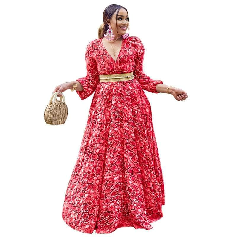 Cap Point Red / 10 Marlene Dashiki Elegant Maxi Dress
