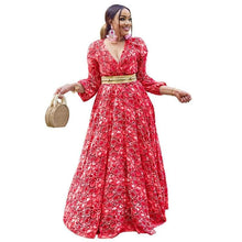 Load image into Gallery viewer, Cap Point Red / 10 Marlene Dashiki Elegant Maxi Dress
