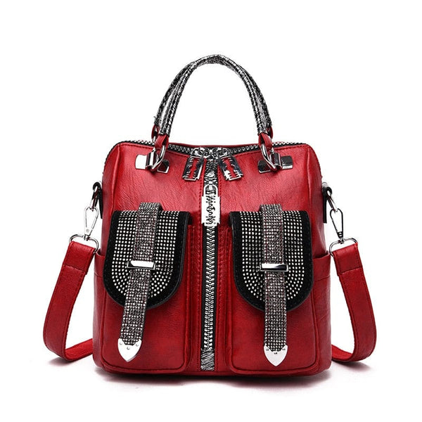Cap Point Red / 13 Inches Small stylish diamond handbag
