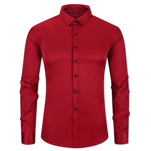 Cap Point Red / 38 Mens Non-Iron Anti-Wrinkle Elastic Slim Fit Shirt